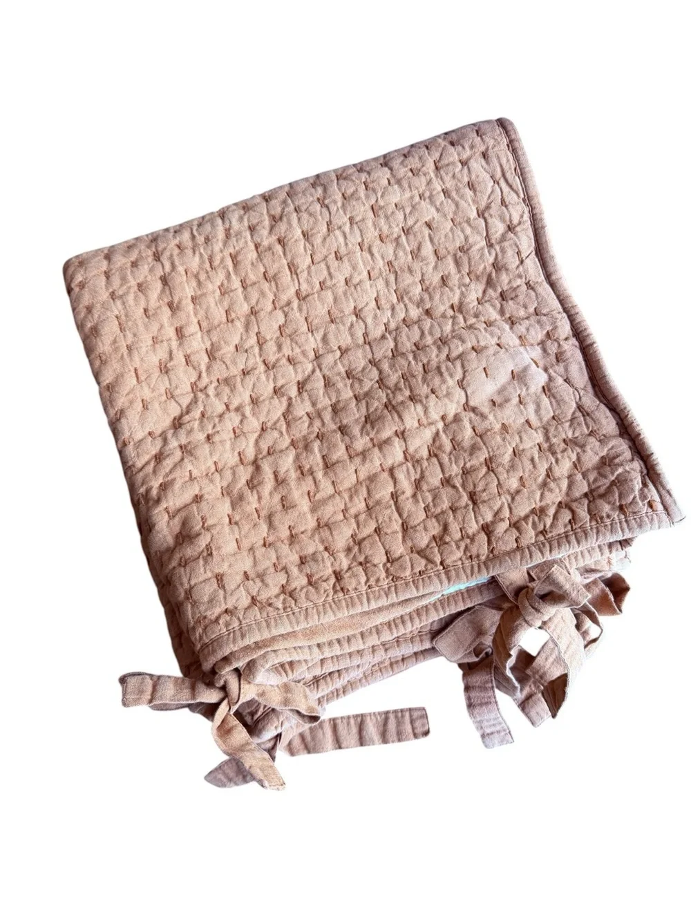 Pottery Barn Pick-Stitch Handcrafted Cotton/Linen Euro Shams color Brick